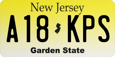 NJ license plate A18KPS