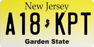 NJ license plate A18KPT