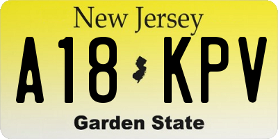 NJ license plate A18KPV