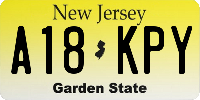 NJ license plate A18KPY