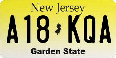 NJ license plate A18KQA
