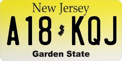 NJ license plate A18KQJ
