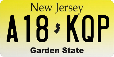 NJ license plate A18KQP