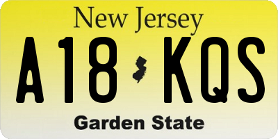 NJ license plate A18KQS