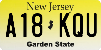 NJ license plate A18KQU