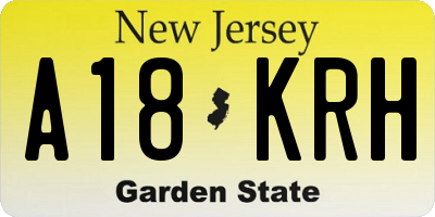 NJ license plate A18KRH