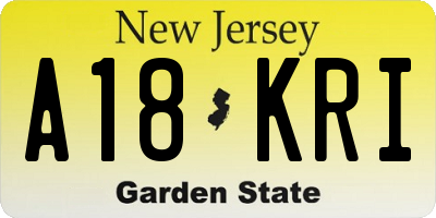 NJ license plate A18KRI