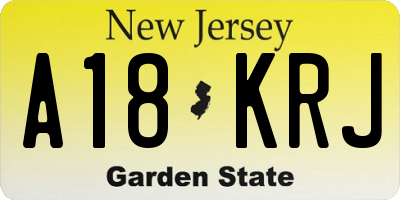 NJ license plate A18KRJ