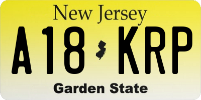 NJ license plate A18KRP