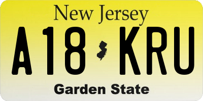 NJ license plate A18KRU