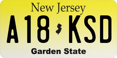 NJ license plate A18KSD