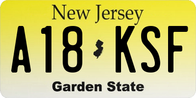 NJ license plate A18KSF