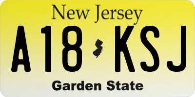 NJ license plate A18KSJ
