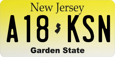 NJ license plate A18KSN