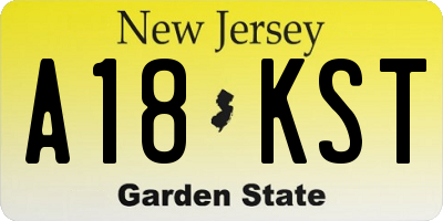 NJ license plate A18KST