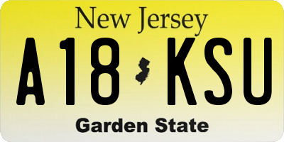 NJ license plate A18KSU