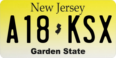 NJ license plate A18KSX