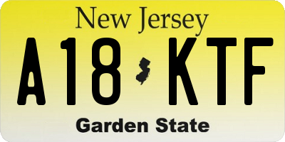 NJ license plate A18KTF