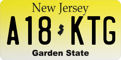 NJ license plate A18KTG