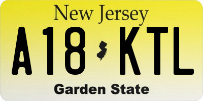 NJ license plate A18KTL