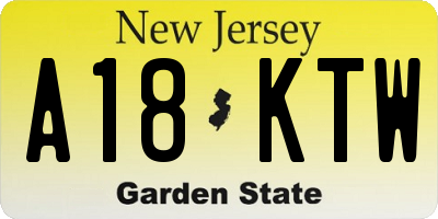 NJ license plate A18KTW