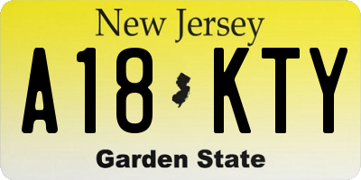 NJ license plate A18KTY