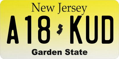 NJ license plate A18KUD