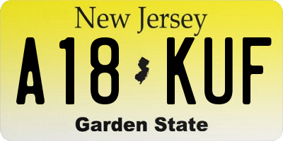 NJ license plate A18KUF