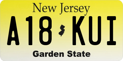 NJ license plate A18KUI