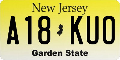 NJ license plate A18KUO