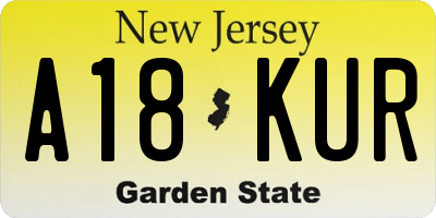 NJ license plate A18KUR