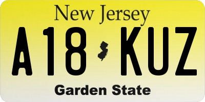 NJ license plate A18KUZ