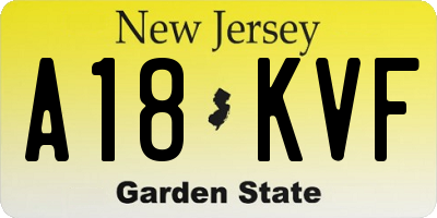 NJ license plate A18KVF