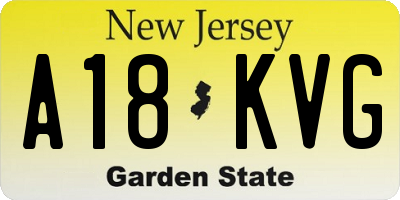 NJ license plate A18KVG