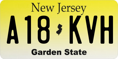 NJ license plate A18KVH