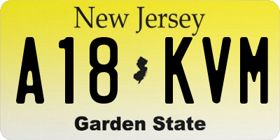NJ license plate A18KVM