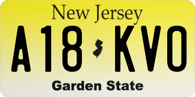 NJ license plate A18KVO