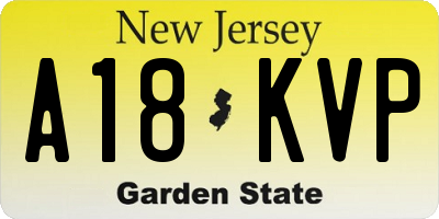 NJ license plate A18KVP