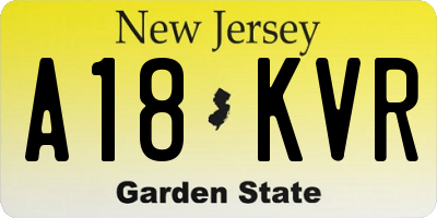 NJ license plate A18KVR