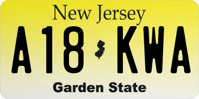 NJ license plate A18KWA