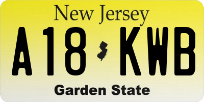 NJ license plate A18KWB