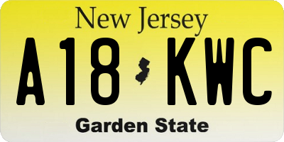 NJ license plate A18KWC