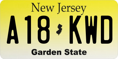 NJ license plate A18KWD