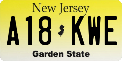 NJ license plate A18KWE
