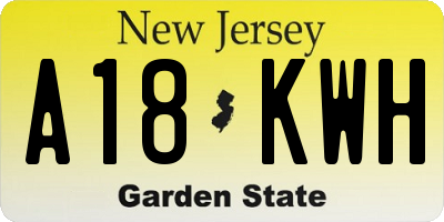 NJ license plate A18KWH