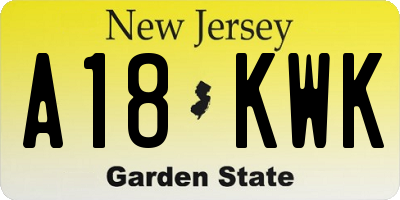 NJ license plate A18KWK