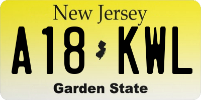 NJ license plate A18KWL