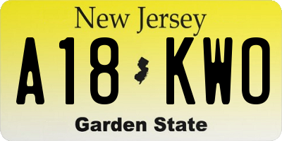 NJ license plate A18KWO