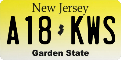 NJ license plate A18KWS