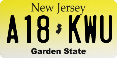 NJ license plate A18KWU